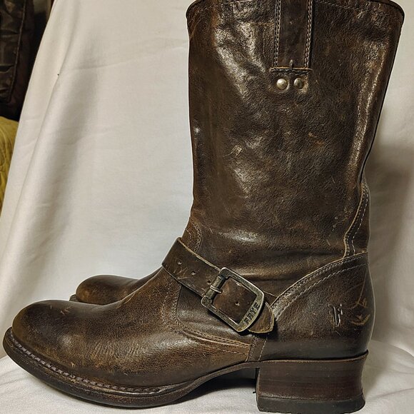 Frye Brown Leather Engineer Boots – Women’s Size 10 - Picture 2 of 8
